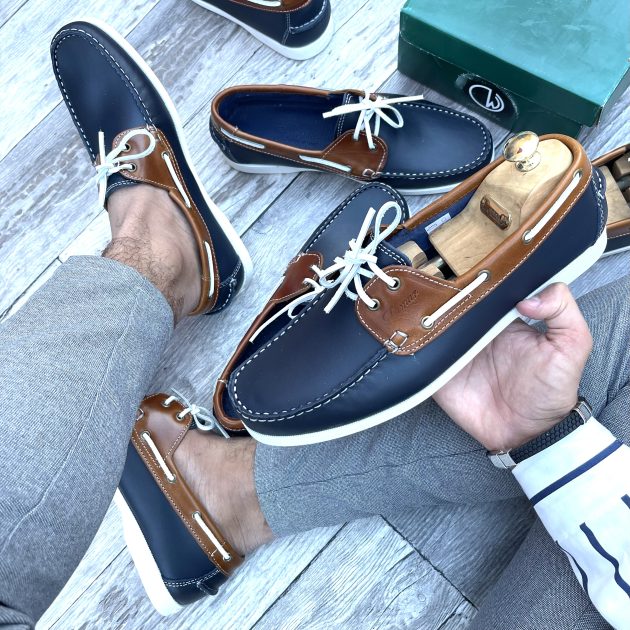 Mocassin bateau en cuir véritable